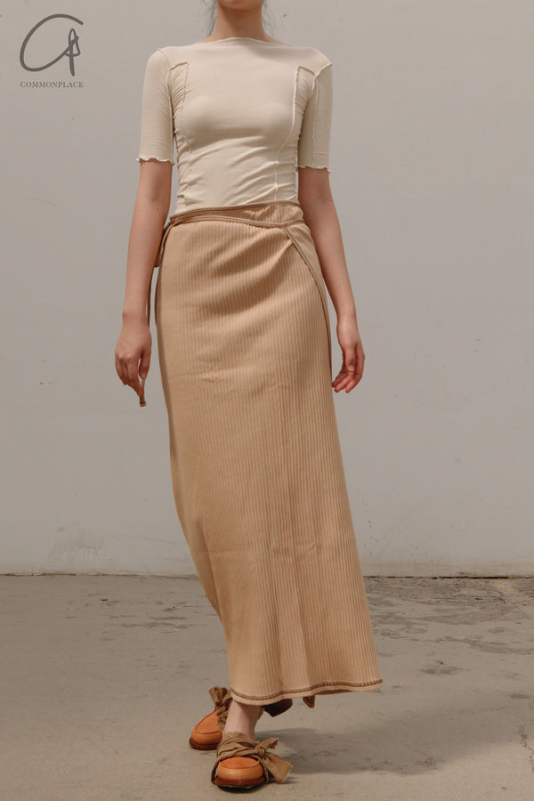 BASERANGE brigg ribbed skirt SKBR-RIB-SP22 COCHLEA (SKBR-RIB-WI21) beige